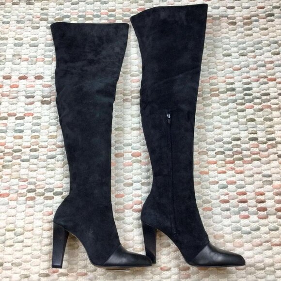 Escada Thigh-High Boots – Black Suede & Leather – Size 5.5B - Picture 3 of 8